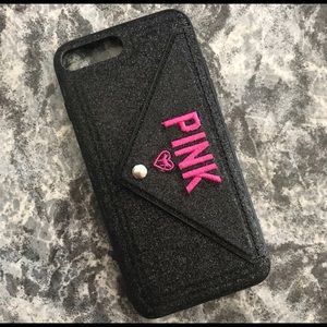 iPhone 8/7 Plus phone case black and pink glitter